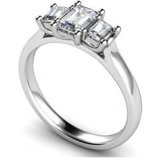 0.42ct Si1/f Emerald Diamond Trilogy Ring