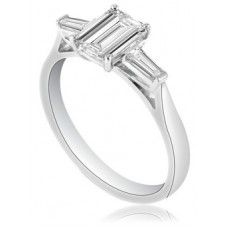 Modern Emerald & Baguette Diamond Trilogy Ring