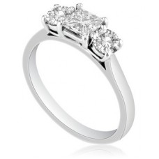Princess & Round Diamond Trilogy Ring
