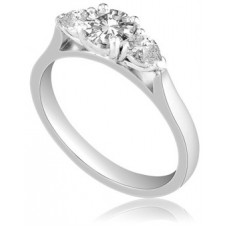Modern Round & Pear Diamond Trilogy Ring