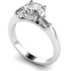 Stylish Round & Baguette Diamond Trilogy Ring