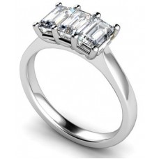 1.20ct Si1/d Emerald Diamond Trilogy Ring