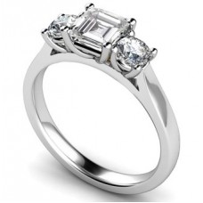 Asscher & Round Diamond Trilogy Ring