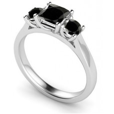 Round/princess Black Diamond Trilogy Ring