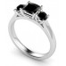 Round/princess Black Diamond Trilogy Ring