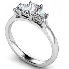 Unique Emerald & Princess Diamond Trilogy Ring