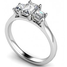 0.75ct Si3/i1/f Emerald/princess Diamond Trilogy Ring