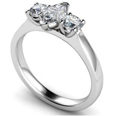 Modern Marquise & Round Diamond Trilogy Ring