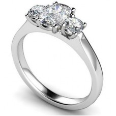 Simple Oval & Round Diamond Trilogy Ring