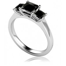 Princess Cut Black Diamond Trilogy Ring
