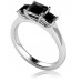 Princess Cut Black Diamond Trilogy Ring