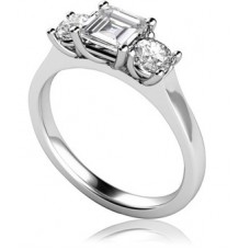 Asscher And Round Diamond Trilogy Ring