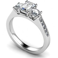 3 Stone Diamond Ring With Shoulder Diamonds