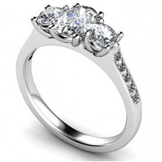 3 Stone Diamond Ring With Shoulder Diamonds
