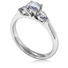 Stylish Round & Pear Diamond Trilogy Ring