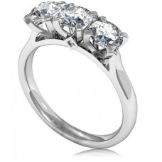 Certified 1.00ct Si1/f Round Diamond Trilogy Ring