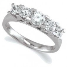 5 Stone Round Diamond Half Eternity Ring