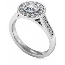Round Diamond Single Halo Shoulder Set Ring
