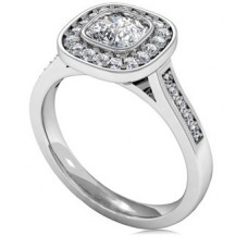 Cushion Diamond Single Halo Shoulder Set Ring