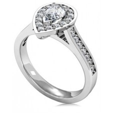 Pear Diamond Single Halo Shoulder Set Ring