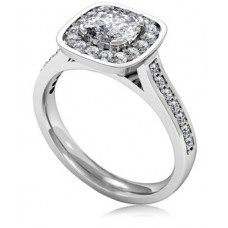 Cushion Diamond Single Halo Shoulder Set Ring
