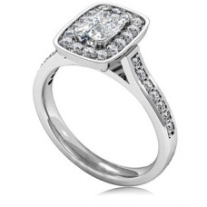 Cushion Diamond Single Halo Shoulder Set Ring