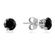Round Black Diamond Earrings