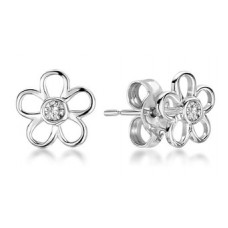 Flower Shaped Round Diamond Set Earrings