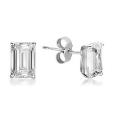 Classic Emerald Diamond Stud Earrings