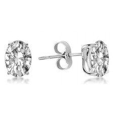 Classic Oval Diamond Stud Earrings
