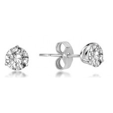 Unique 3 Claw Round Diamond Stud Earrings