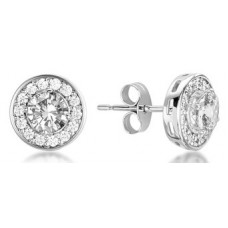 Round Diamond Single Halo Earrings