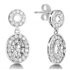 Oval Diamond Single Halo Earrings Oval Diamond Single Halo Earrings
