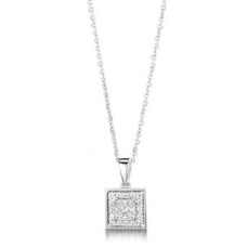 Princess Diamond Single Halo Pendant