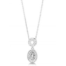 Oval Diamond Single Halo Pendant