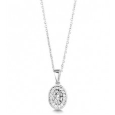 Oval Diamond Single Halo Pendant