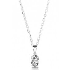 Modern Oval Diamond Solitaire Pendant