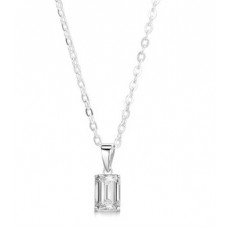 Modern Emerald Diamond Solitaire Pendant