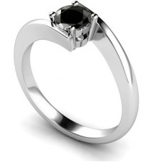 Round Diamond Black Ring