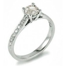 Four High Prong Daylight Shoulder Set Engagement Ring