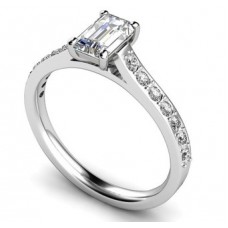 Emerald Diamond Shoulder Set Ring