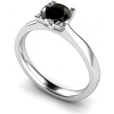 Round Diamond Black Ring