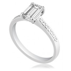 Emerald Diamond Shoulder Set Ring Emerald Diamond Shoulder Set Ring