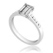 Emerald Diamond Shoulder Set Ring