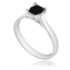 Princess Cut Black Diamond Solitaire Ring