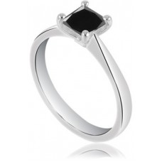 Princess Cut Black Diamond Solitaire Ring