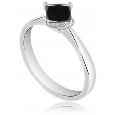 Princess Cut Black Diamond Solitaire Ring