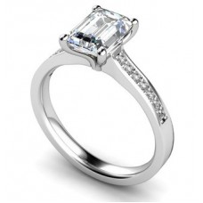 Emerald Diamond Shoulder Set Ring