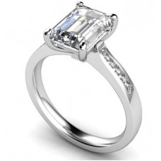 1.20ct Si2/g Emerald Diamond Shoulder Set Ring