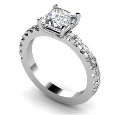 Princess Diamond Shoulder Set Ring